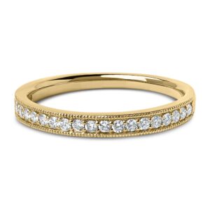 14K Yellow Gold Diamond Milgrain Wedding Band