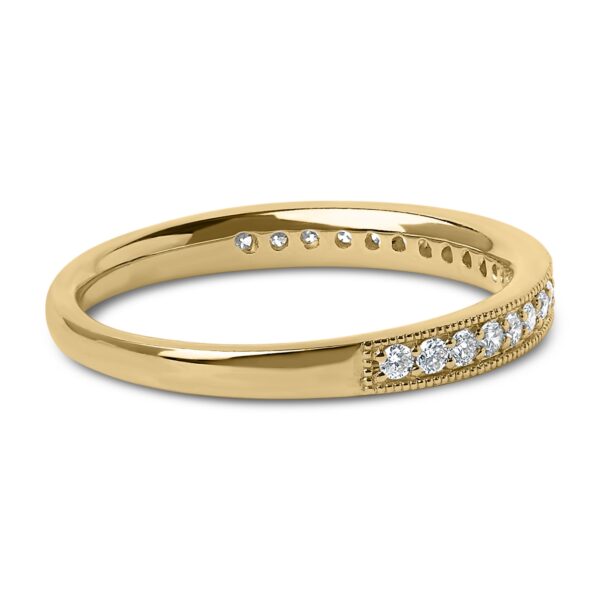 14K Yellow Gold Diamond Milgrain Wedding Band Close-Up