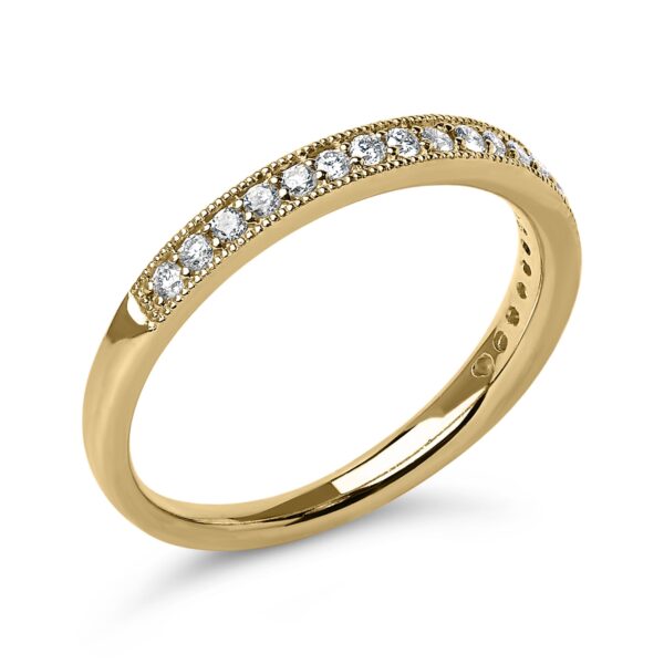 14K Yellow Gold Diamond Milgrain Wedding Band Side View