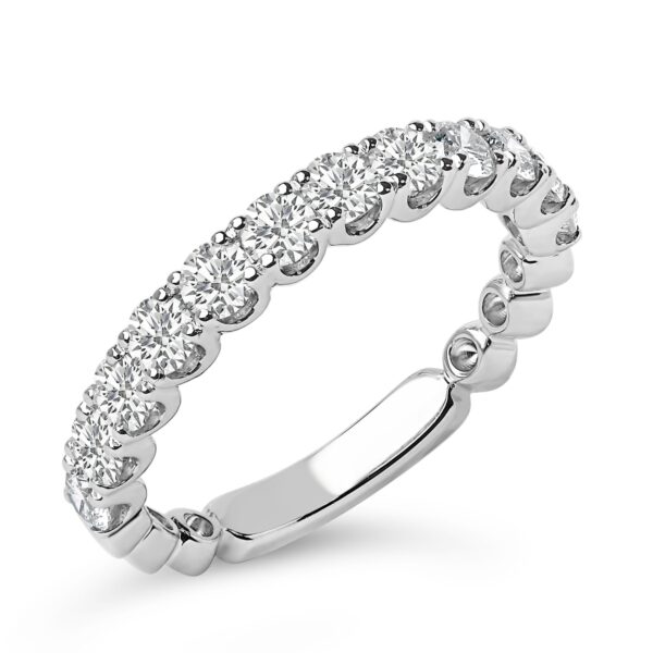 14K White Gold Round Diamond Wedding Band Side View