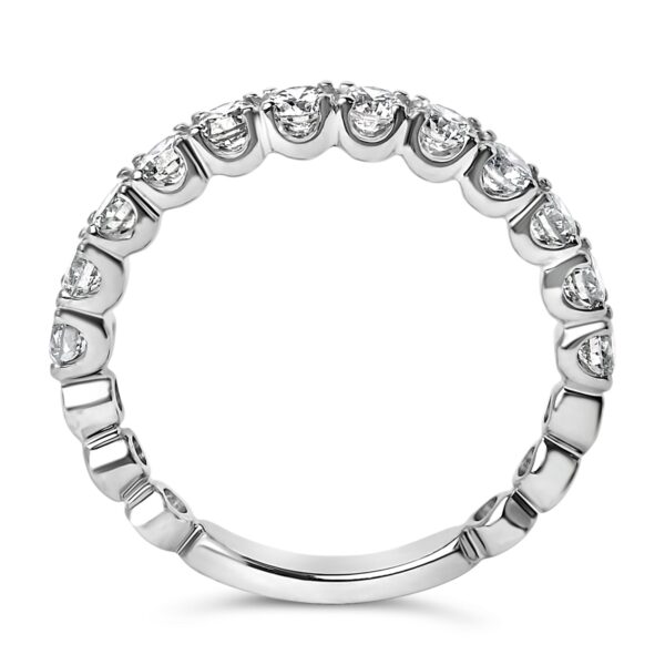 14K White Gold Round Diamond Wedding Band Worn