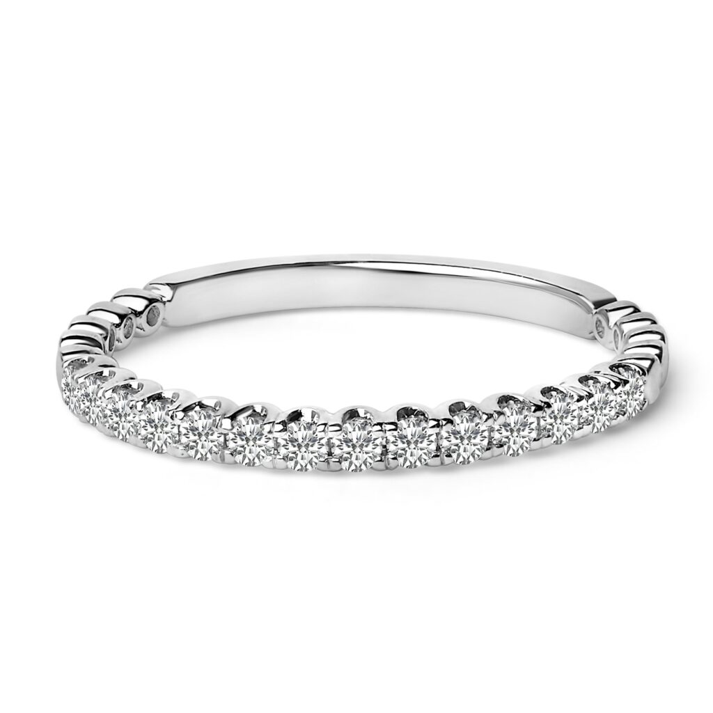 14K White Gold Diamond Prong Wedding Band