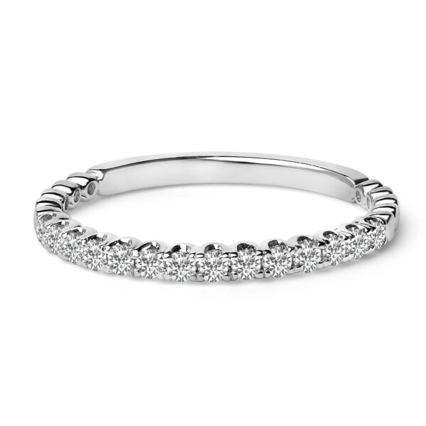14K White Gold Diamond Prong Wedding Band