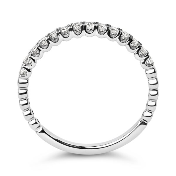 14K White Gold Diamond Prong Wedding Band Worn