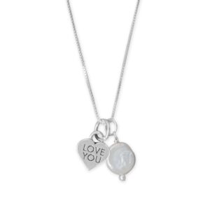 18” Candy Heart and Cultured Freshwater Pearl Necklace