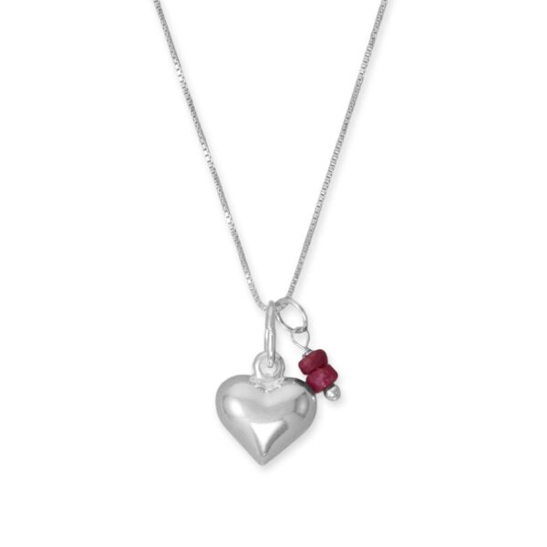 18 Puffy Heart and Dyed Corundum Necklace