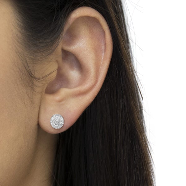Sterling Silver Diamond Cluster Stud Earrings (0.15 cttw, I-J Color, I3 Clarity) - alternate view 5