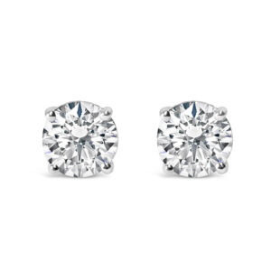 Platinum Round Lab Grown Diamond Solitaire Earrings