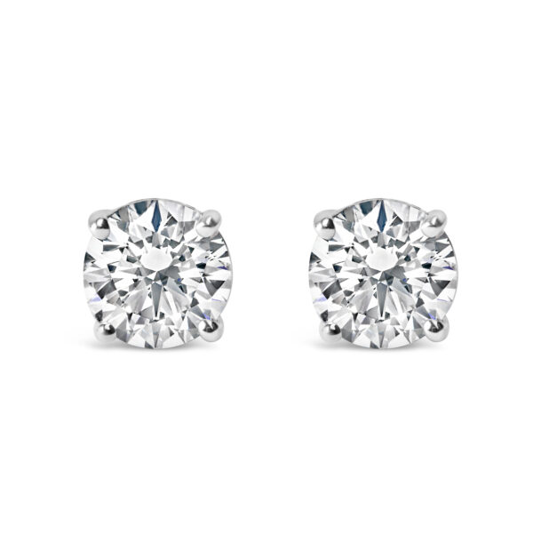 Platinum Round Lab Grown Diamond Solitaire Earrings