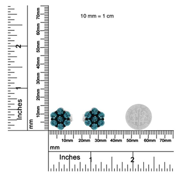 Sterling Silver Treated Blue Diamond Floral Stud Earrings (0.5 cttw, Blue Color, I2-I3 Clarity) - alternate view 5