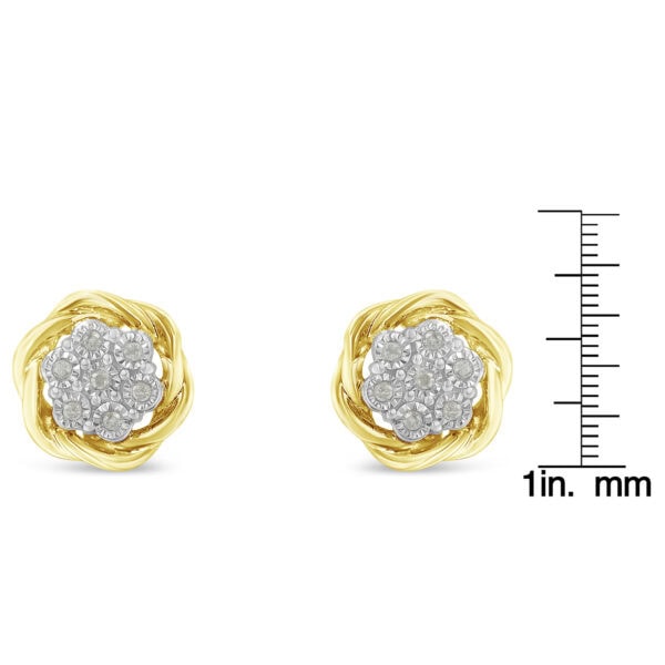 Yellow Gold Plated Sterling Silver Diamond Rose stud Earrings (0.15 cttw, I-J Color, I2-I3 Clarity) - alternate view 5