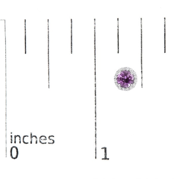 10K White Gold Amethyst Diamond Halo Earrings Detail Shot