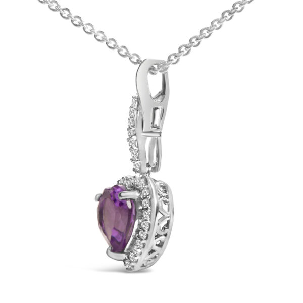 Sterling Silver Heart Amethyst Sapphire Jewelry Set Side View