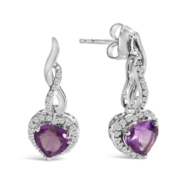 Sterling Silver Heart Amethyst Sapphire Jewelry Set Detail Shot