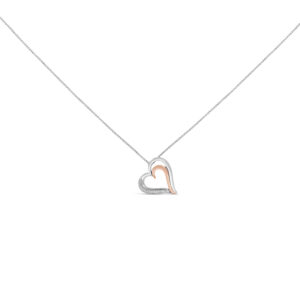 14K Rose Gold Diamond Heart Pendant Necklace
