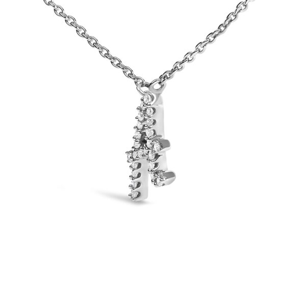 10K White Gold Diamond Initial Pendant Necklace Side View