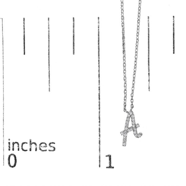 10K White Gold Diamond Initial Pendant Necklace Detail Shot