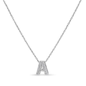 10K White Gold Diamond Initial Pendant