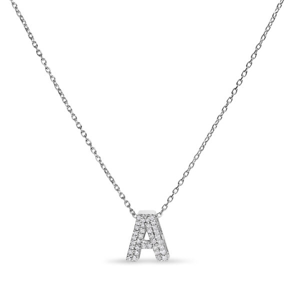 10K White Gold Diamond Initial Pendant