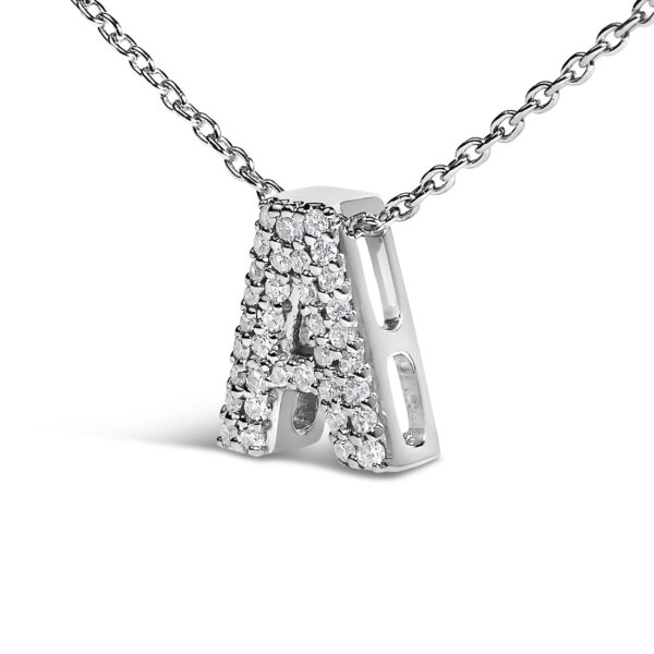 10K White Gold Diamond Initial Pendant Side View