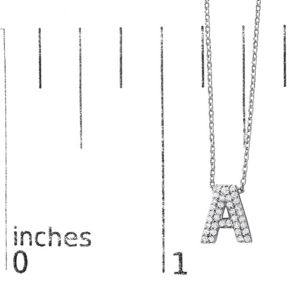 10K White Gold Diamond Initial Pendant Detail Shot