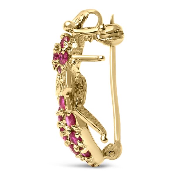 14K Yellow Gold Ruby Bee Brooch Pin Side View