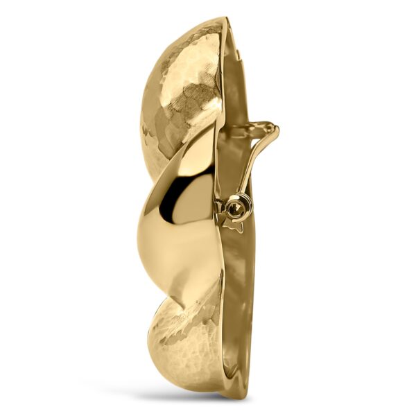 18K Yellow Gold Sculpted Knot Brooch Side View