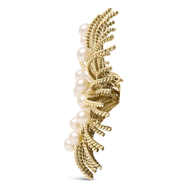 18K Gold Starburst Freshwater Pearl Brooch Side View