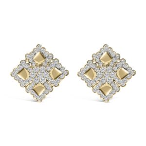 18K Yellow Gold Diamond Cluster Stud Earrings