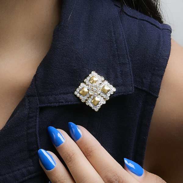 18K Yellow Gold Diamond Cluster Stud Earrings Worn