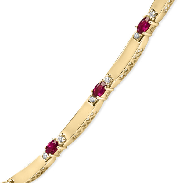 14K Yellow Gold Oval Ruby Diamond Necklace Side View