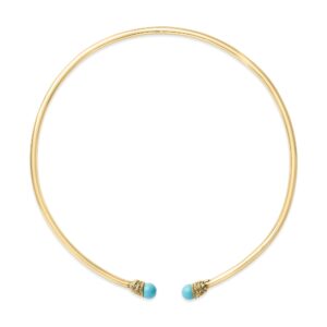 18K Gold Sculpted Turquoise Collar Necklace