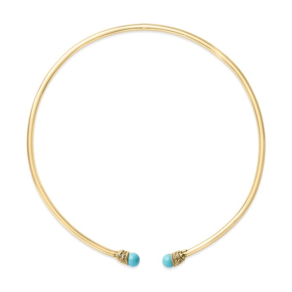 18K Gold Sculpted Turquoise Collar Necklace