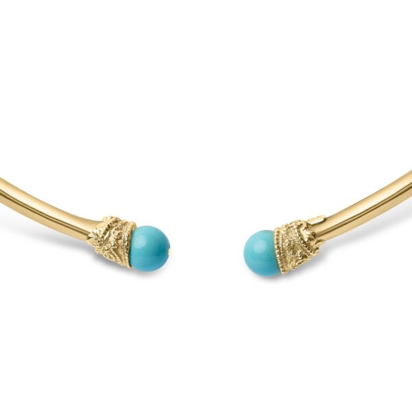 18K Gold Sculpted Turquoise Collar Necklace Close-Up