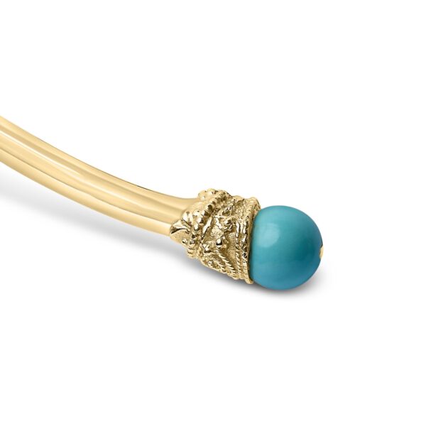 18K Gold Sculpted Turquoise Collar Necklace Side View