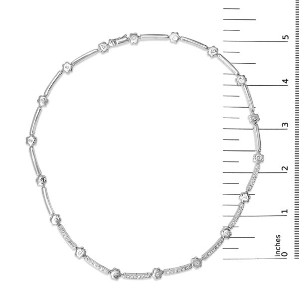 14K White Gold Diamond Flower Station Necklace Detail Shot