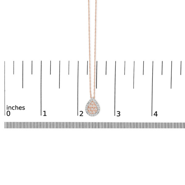 Rose Gold Diamond Teardrop Halo Pendant Necklace Detail Shot