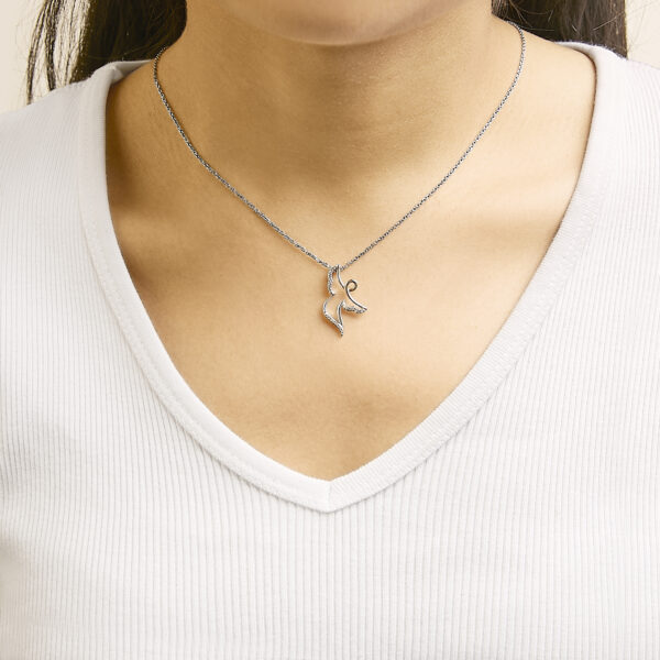 Rose Gold Diamond Angel Pendant Necklace Sterling Silver Worn