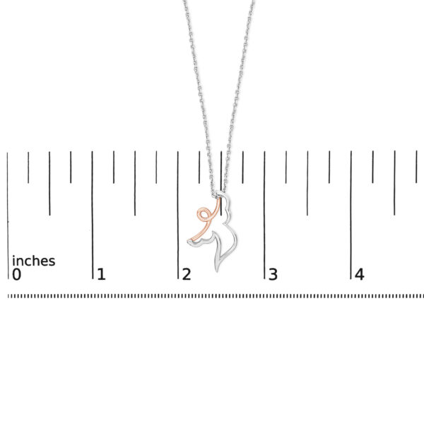 Rose Gold Diamond Angel Pendant Necklace Sterling Silver Detail Shot