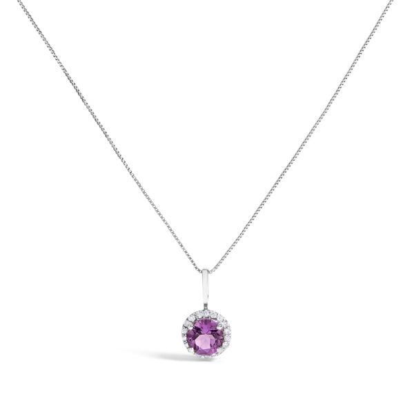 10K White Gold Amethyst Diamond Halo Set Detail Shot
