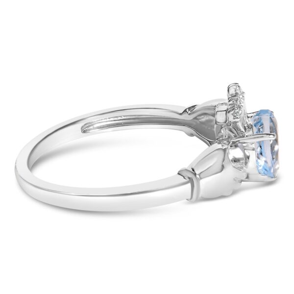 Sterling Silver Blue Topaz Heart Claddagh Ring Close-Up