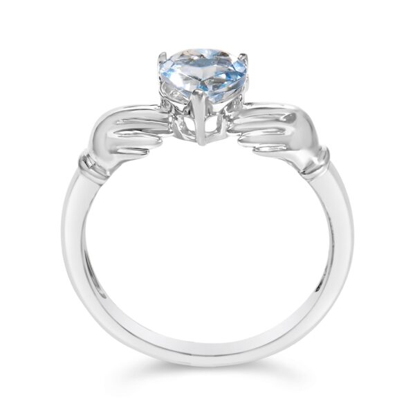 Sterling Silver Blue Topaz Heart Claddagh Ring Worn