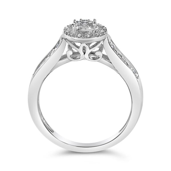 Sterling Silver Diamond Cluster Halo Ring Worn
