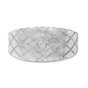 Sterling Silver Geometric Diamond Accent Band Ring