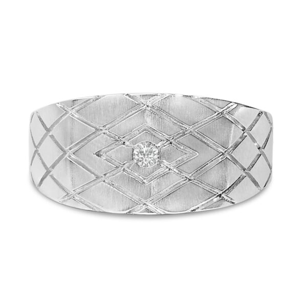 Sterling Silver Geometric Diamond Accent Band Ring