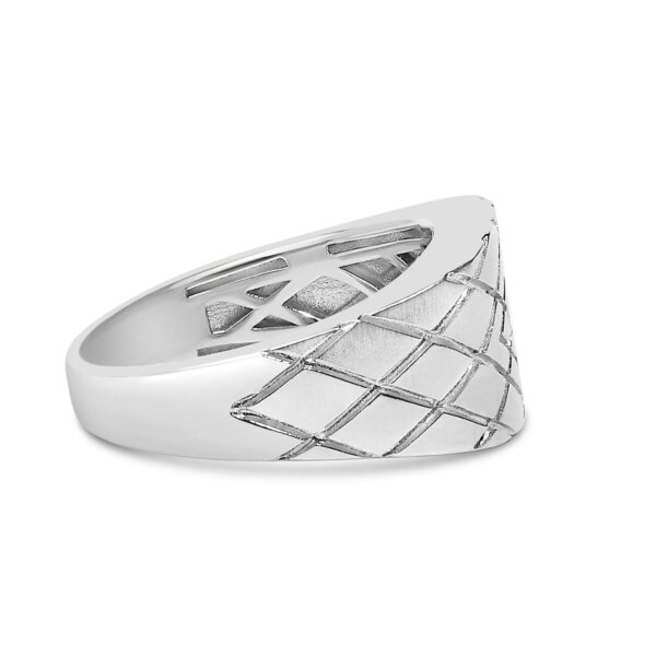 Sterling Silver Geometric Diamond Accent Band Ring Close-Up