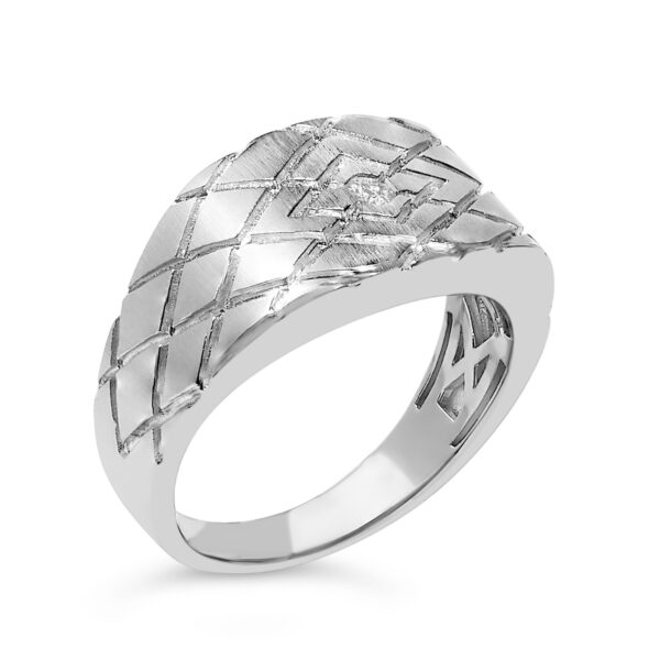 Sterling Silver Geometric Diamond Accent Band Ring Side View