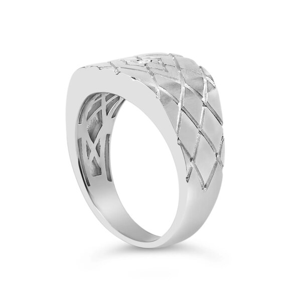 Sterling Silver Geometric Diamond Accent Band Ring Detail Shot