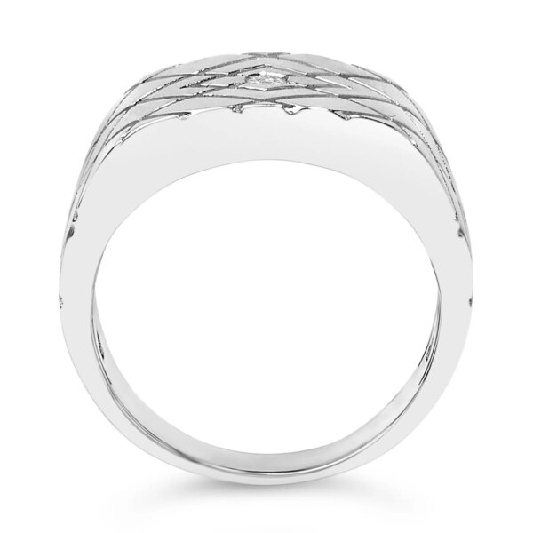 Sterling Silver Geometric Diamond Accent Band Ring Worn