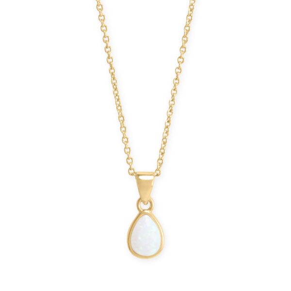 16 + 2 14 Karat Gold Plated Pear Synthetic Opal Fashion Necklace